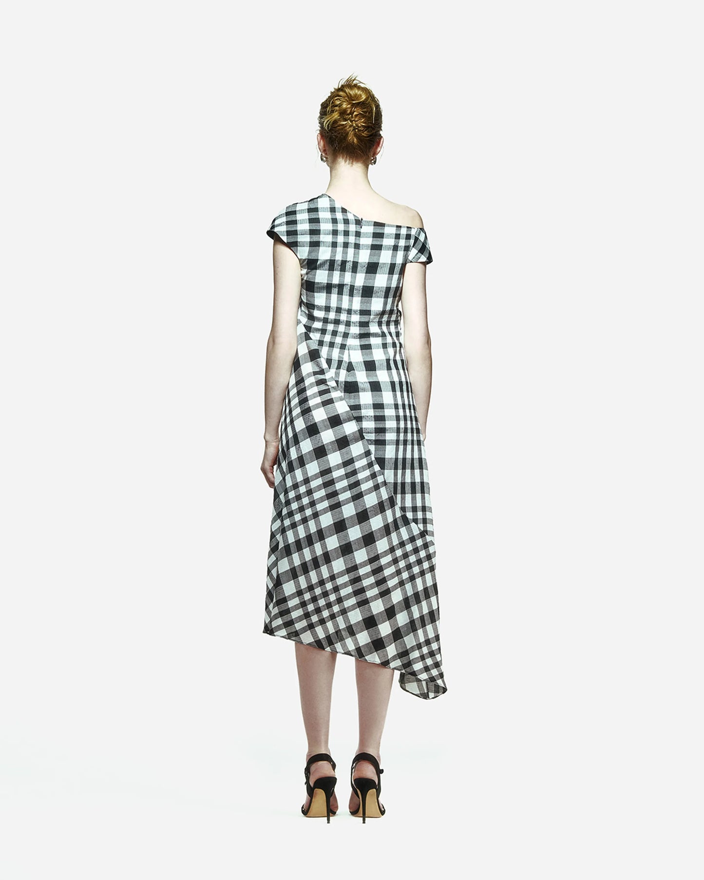 Ama Drapped Dress in Checkered Pattern