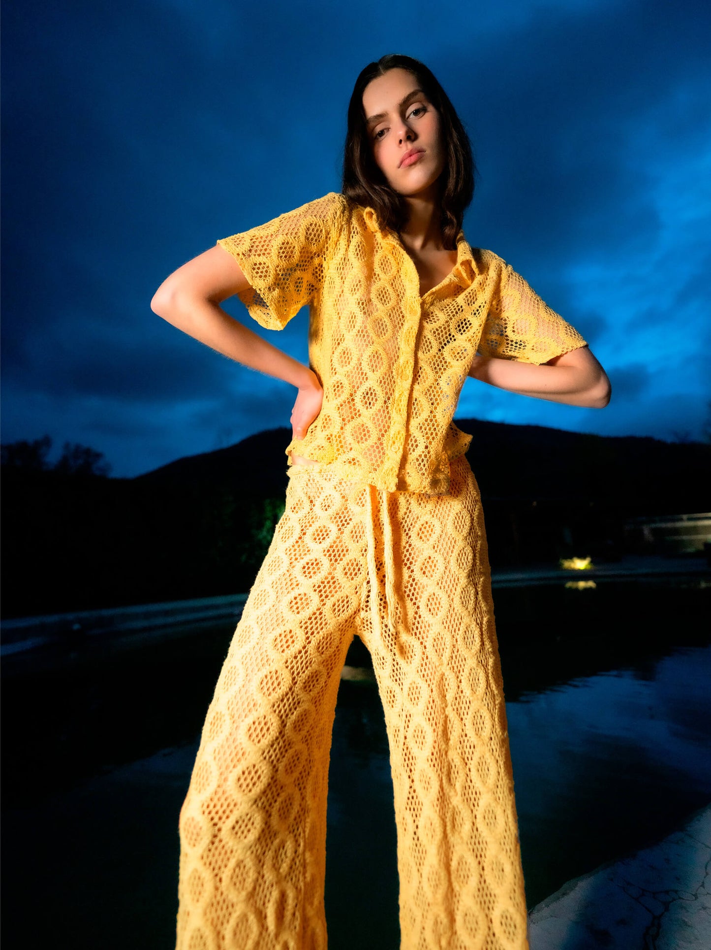 Dexter Yellow Crochet Pants