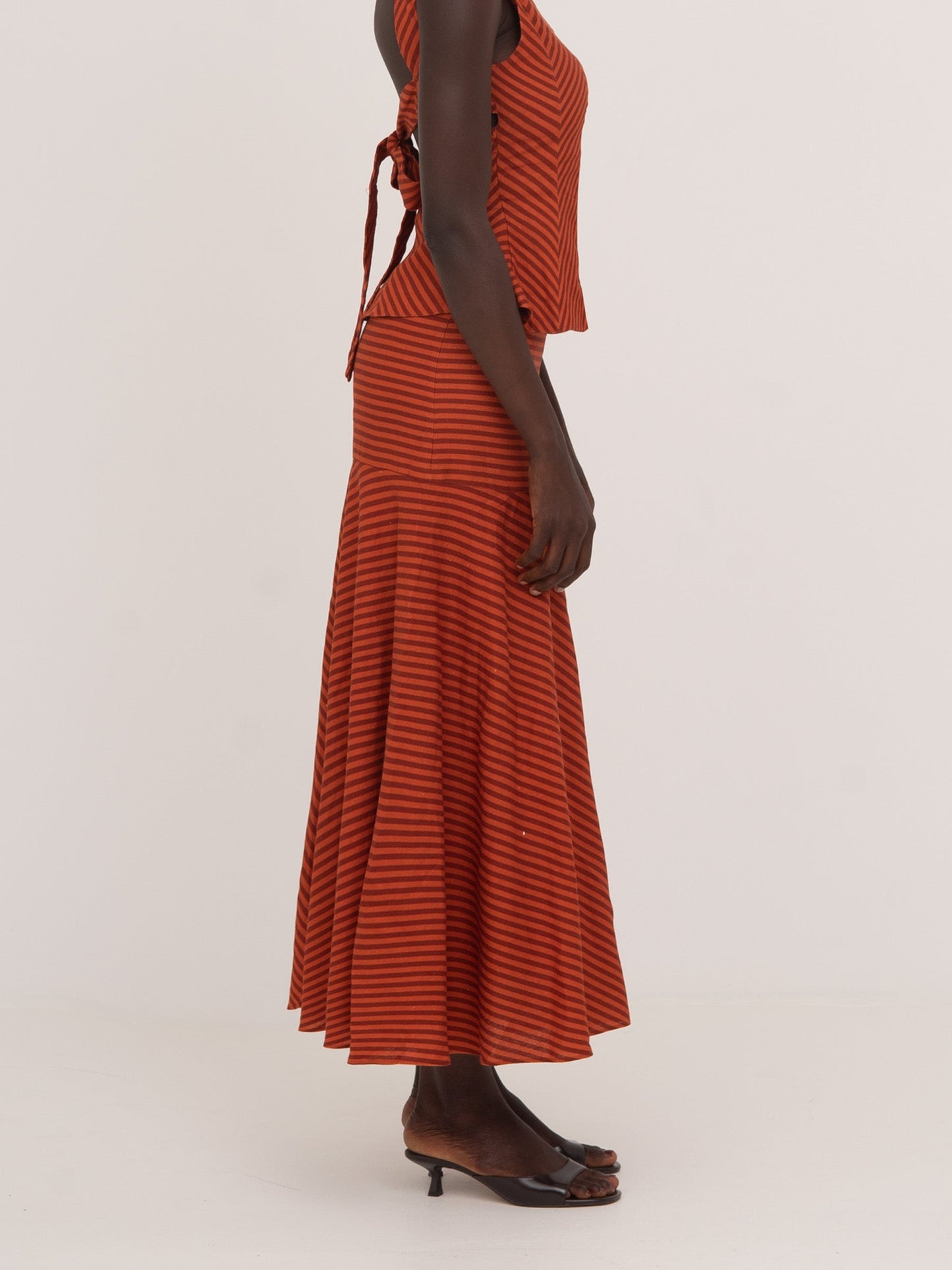 Colombina Red and Orange Striped Occasion Skirt