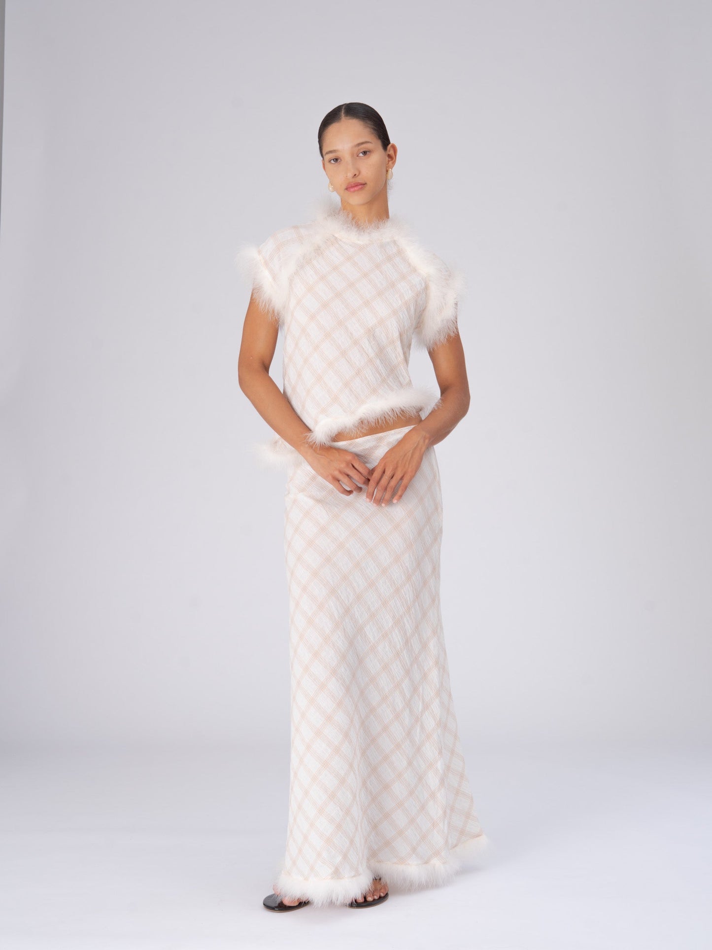 Plaid Balance Feather Skirt