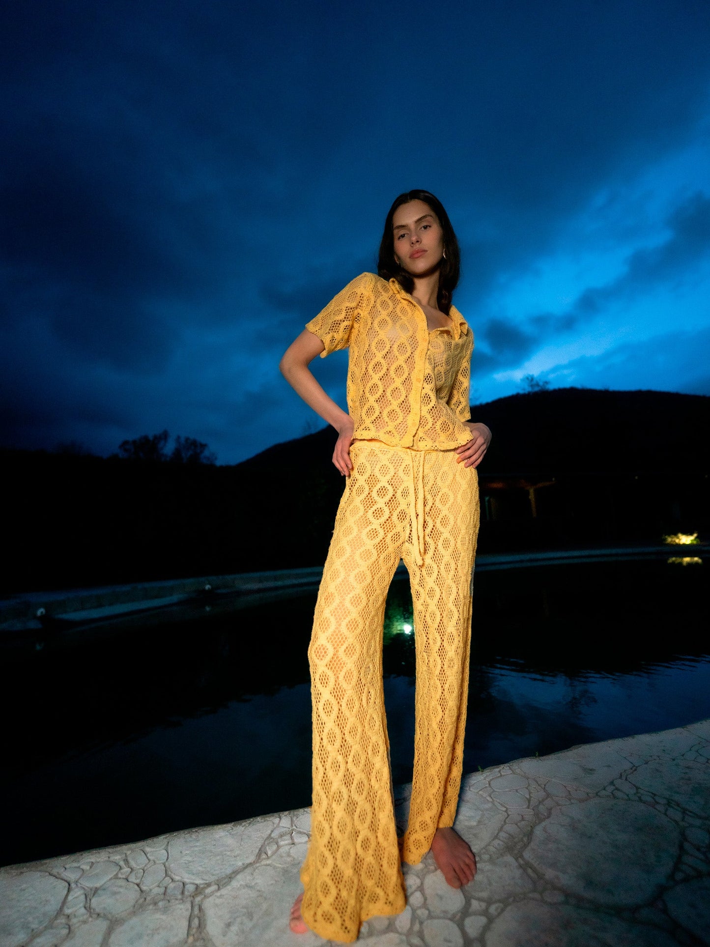 Dexter Yellow Crochet Shirt