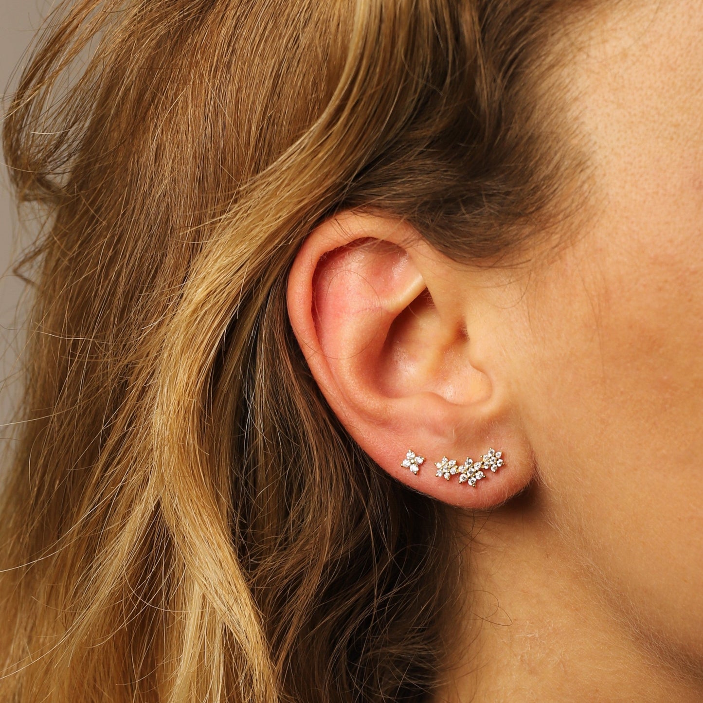 Crystal Flower Ear Climbers