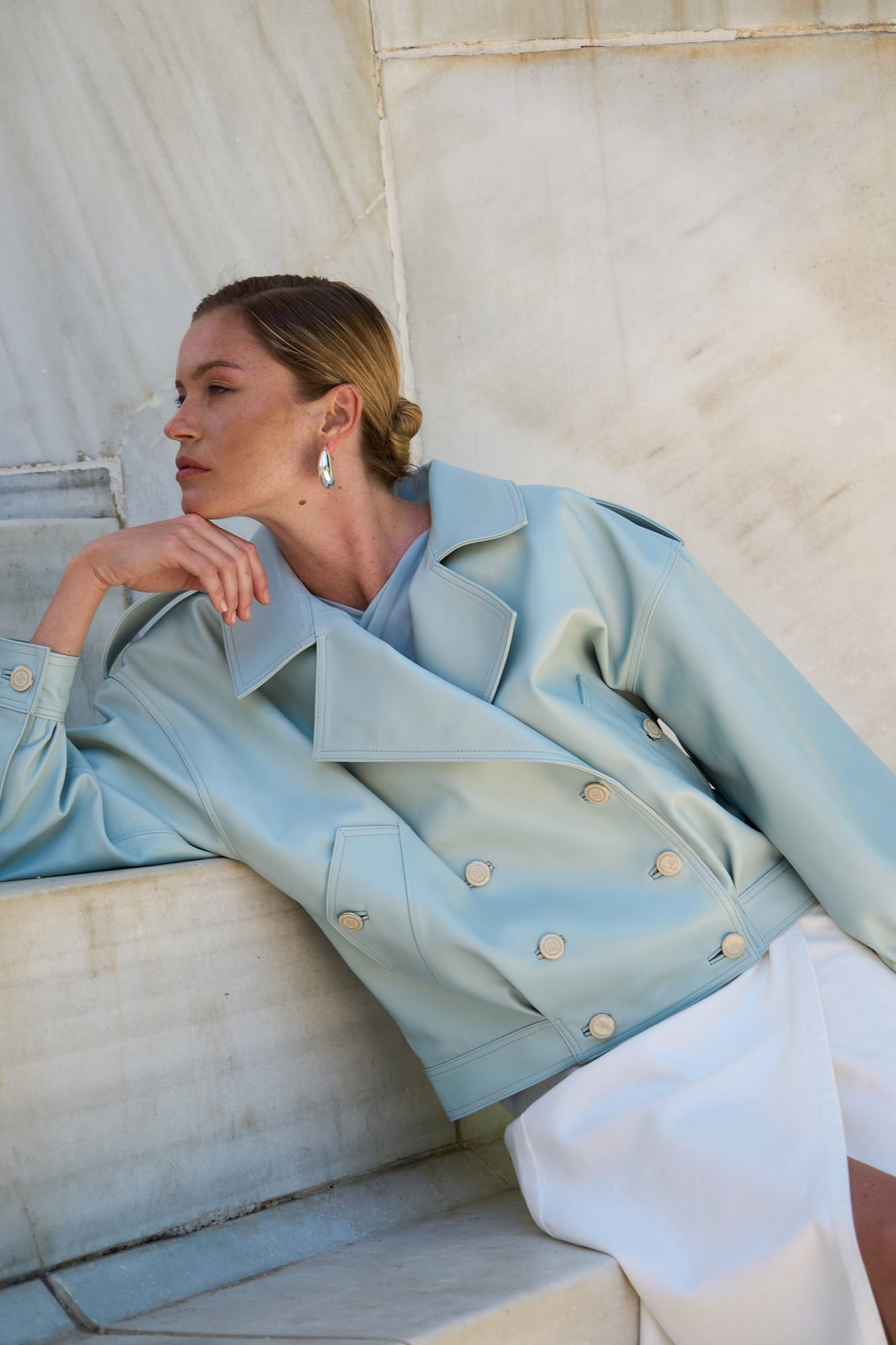 Baby Blue Leather Jacket Limited Edition