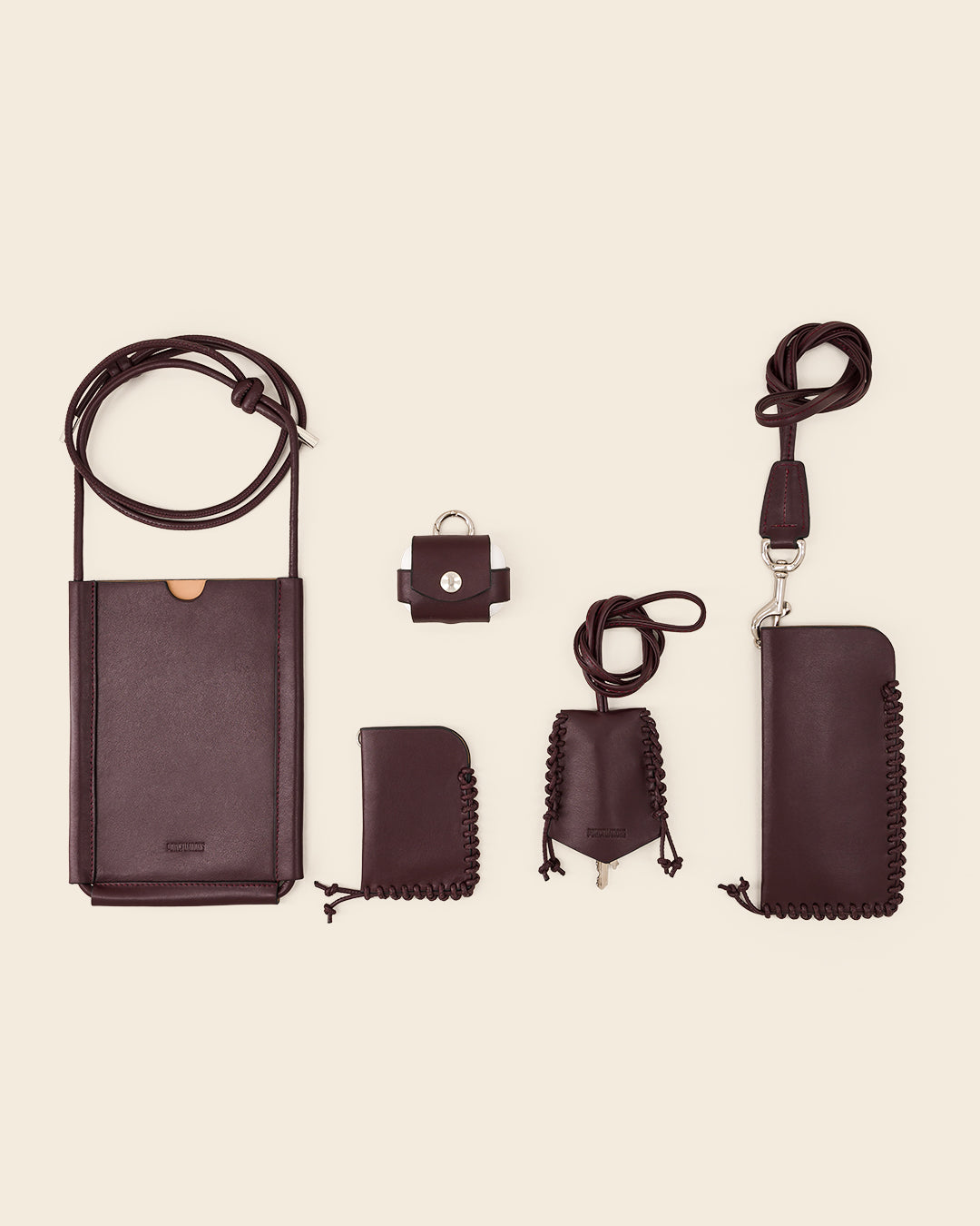 COOK-Burgundy leather carabiner