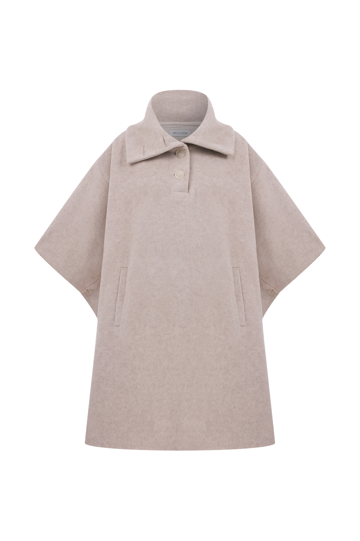 Jarine Wool Blend Poncho In Light Beige