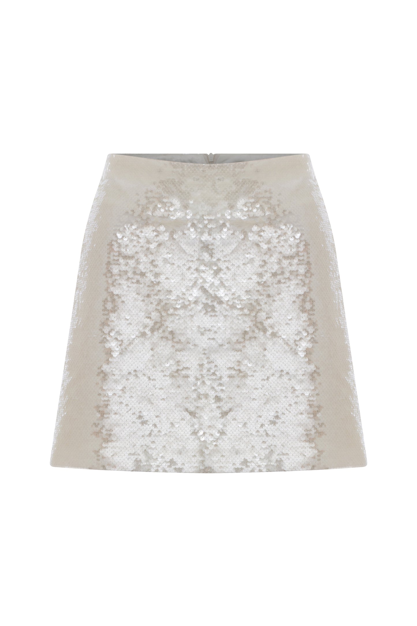 Marde A-Line Sequin Mini Skirt in Cloud Cream