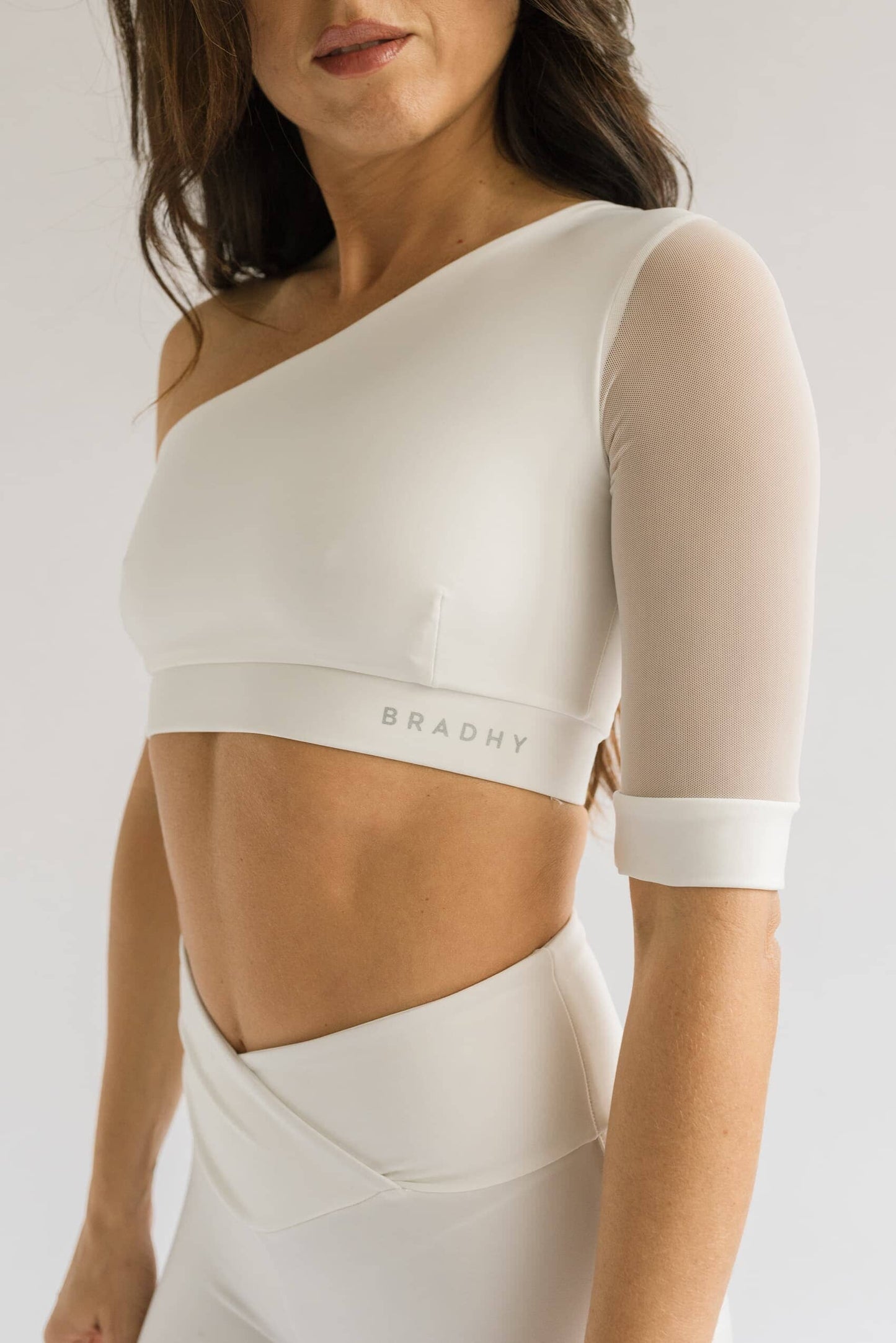 Asymmetric White Tulle Top Crop Tops Bradhy
