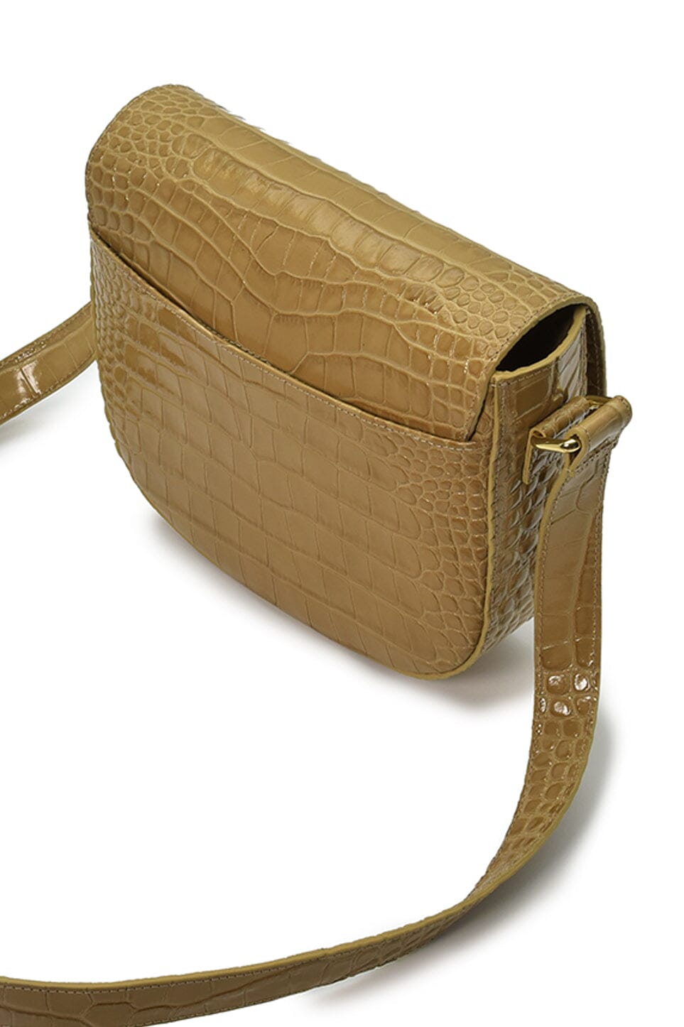Beige Coconut Embossed Leather Flap Crossbody Bag Handbags Leandra