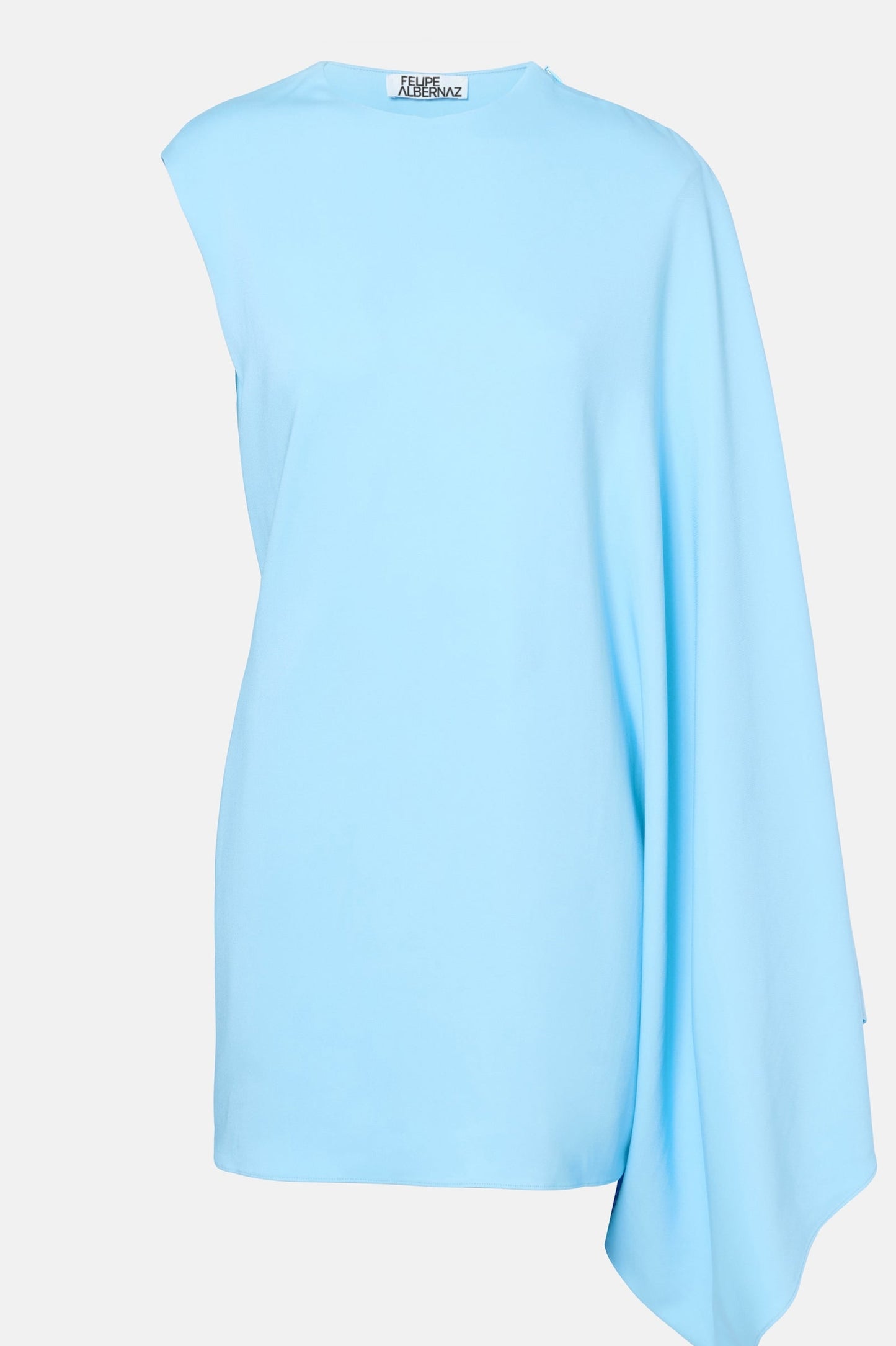Elegant one-shoulder blue mini dress made in Madrid