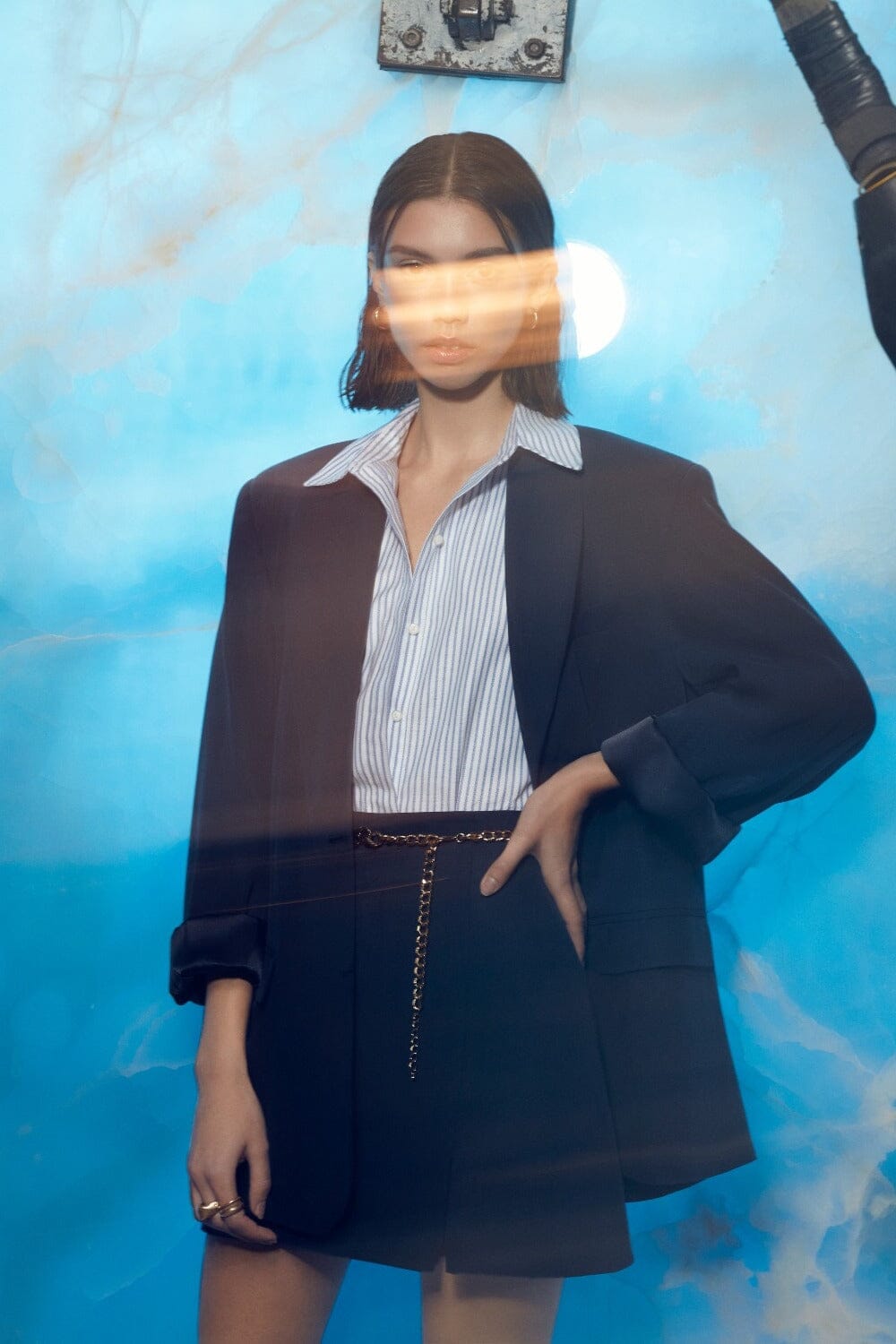 Boxy Navy Blue Oversize Jacket Nazli Ceren