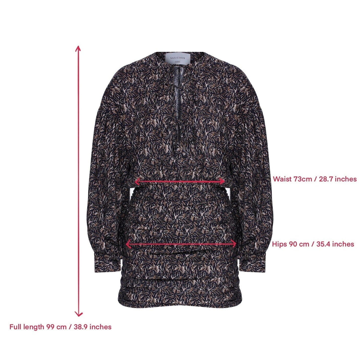 Carlotte Printed Poplin Mini Dress in Brown Dresses Nazli Ceren