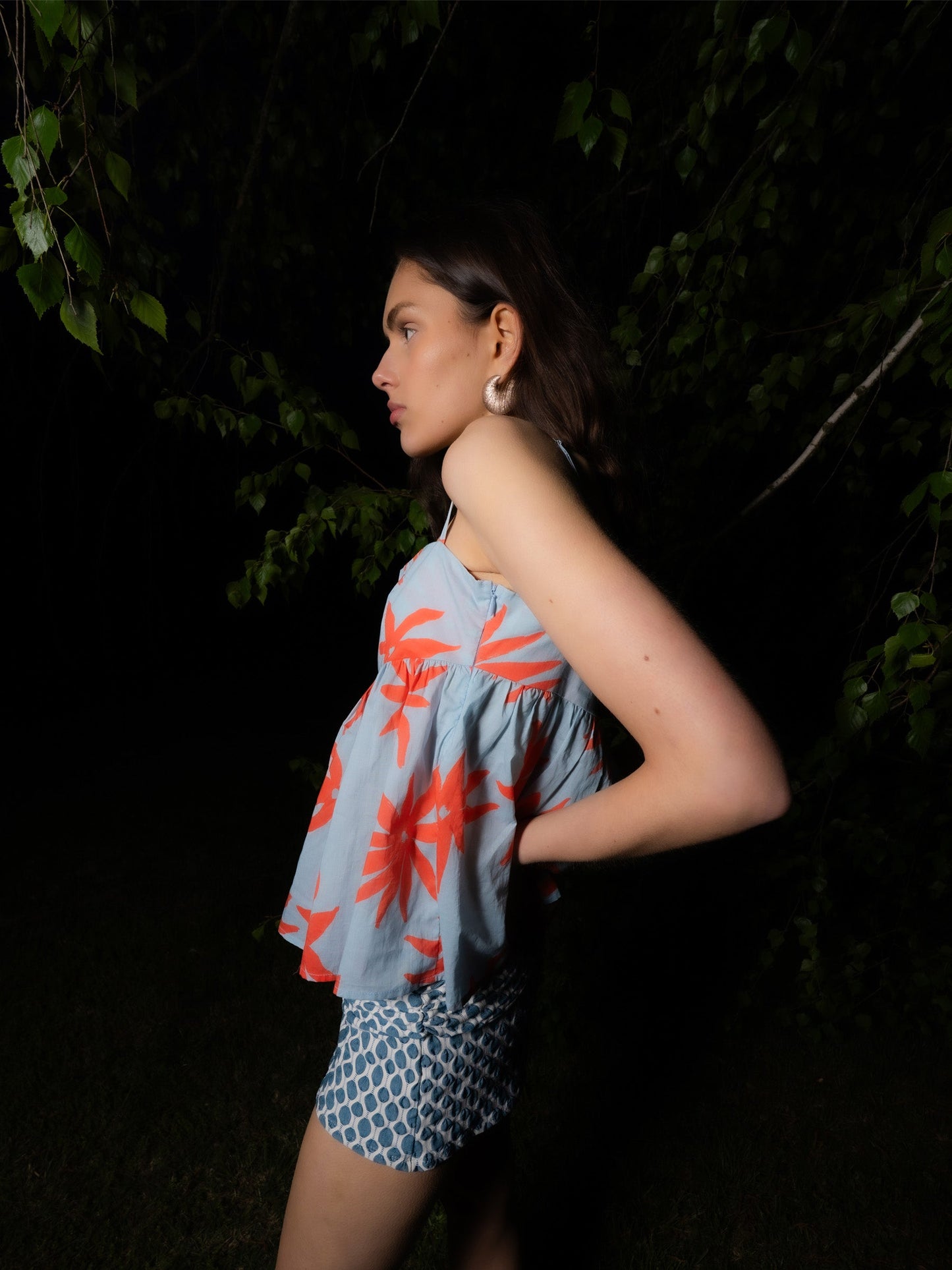 Magician Floral Print Blue Top