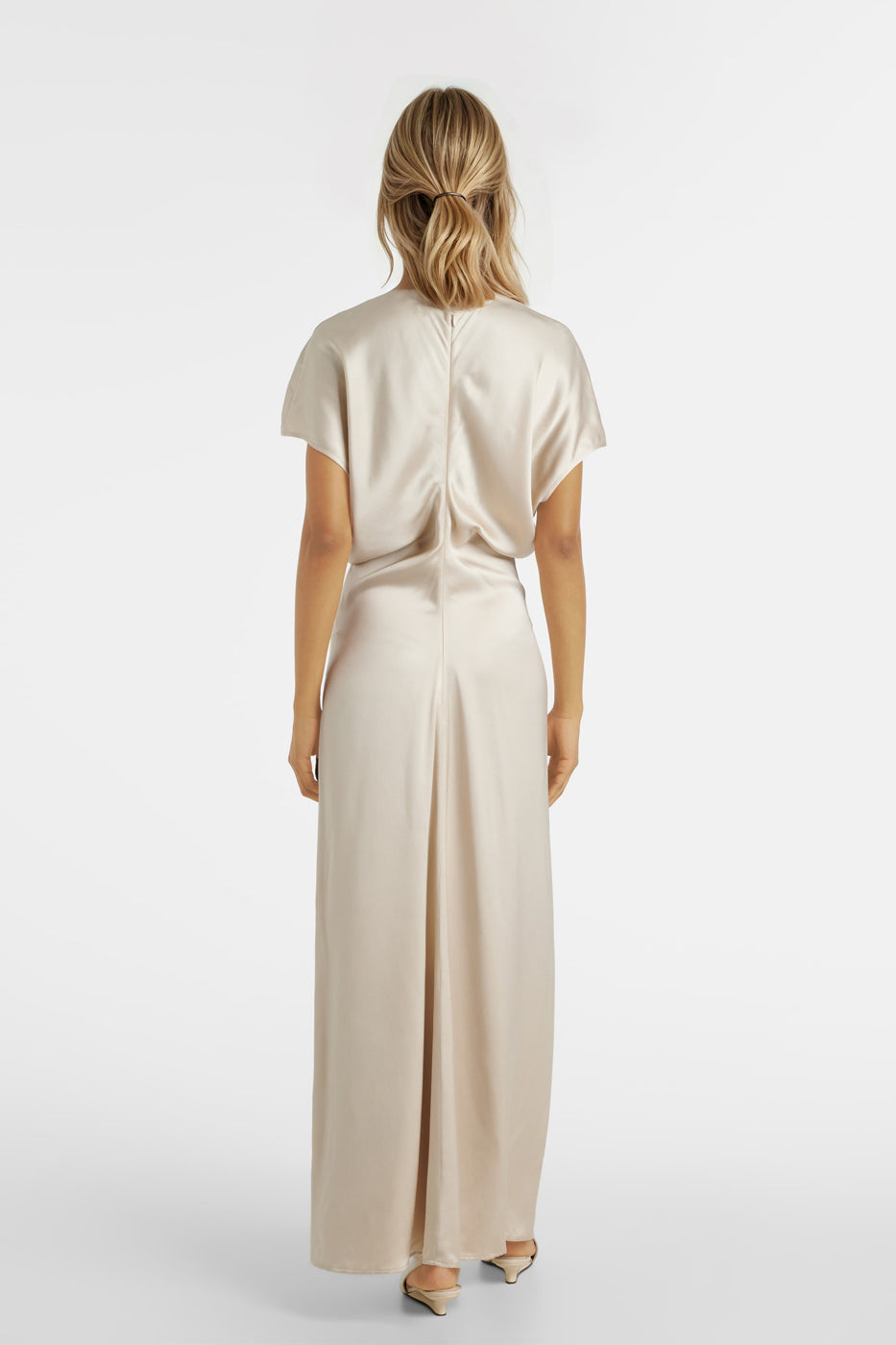 Monica satin midi dress beige