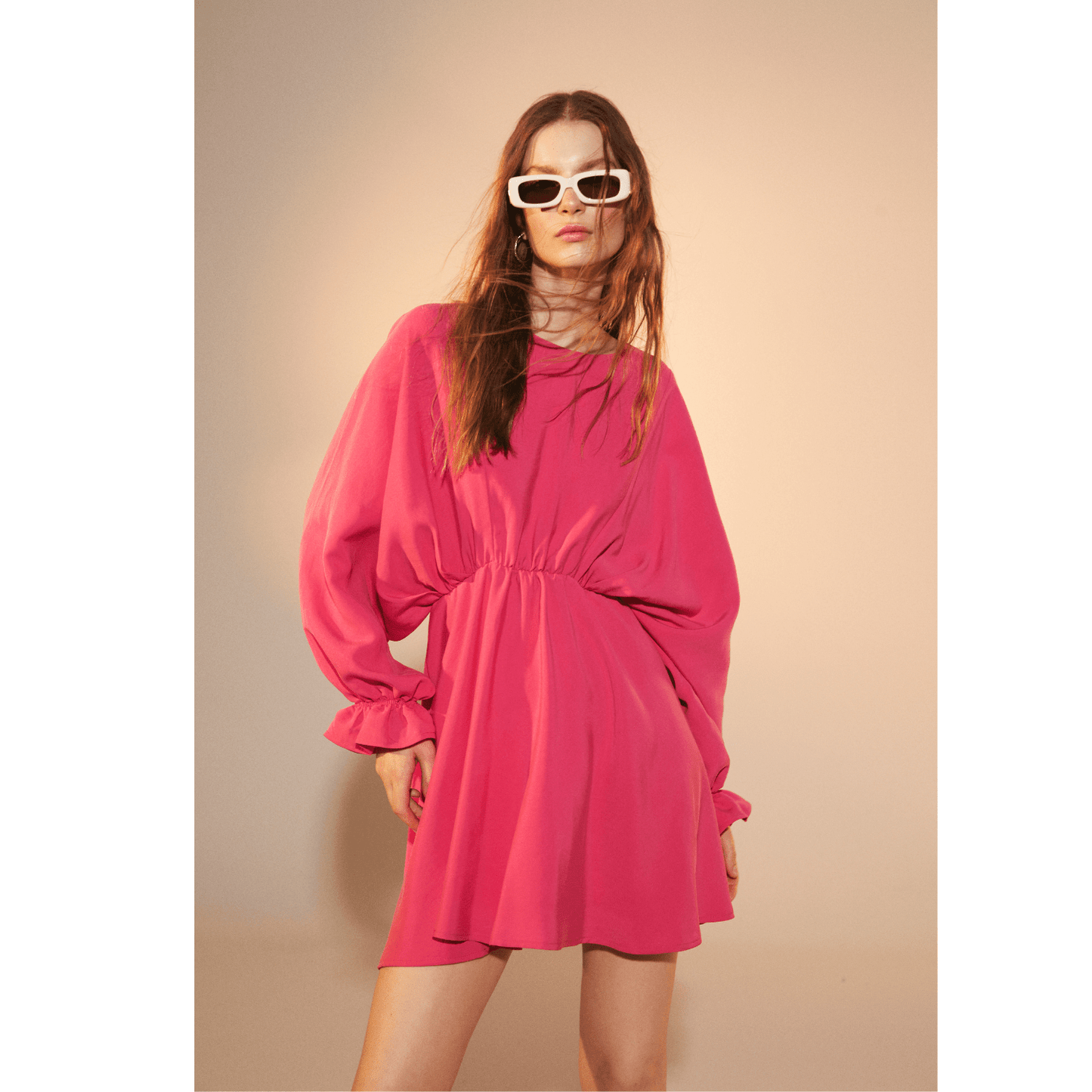 July Ruffled Mini Dress in Virtual Pink Dresses Nazli Ceren