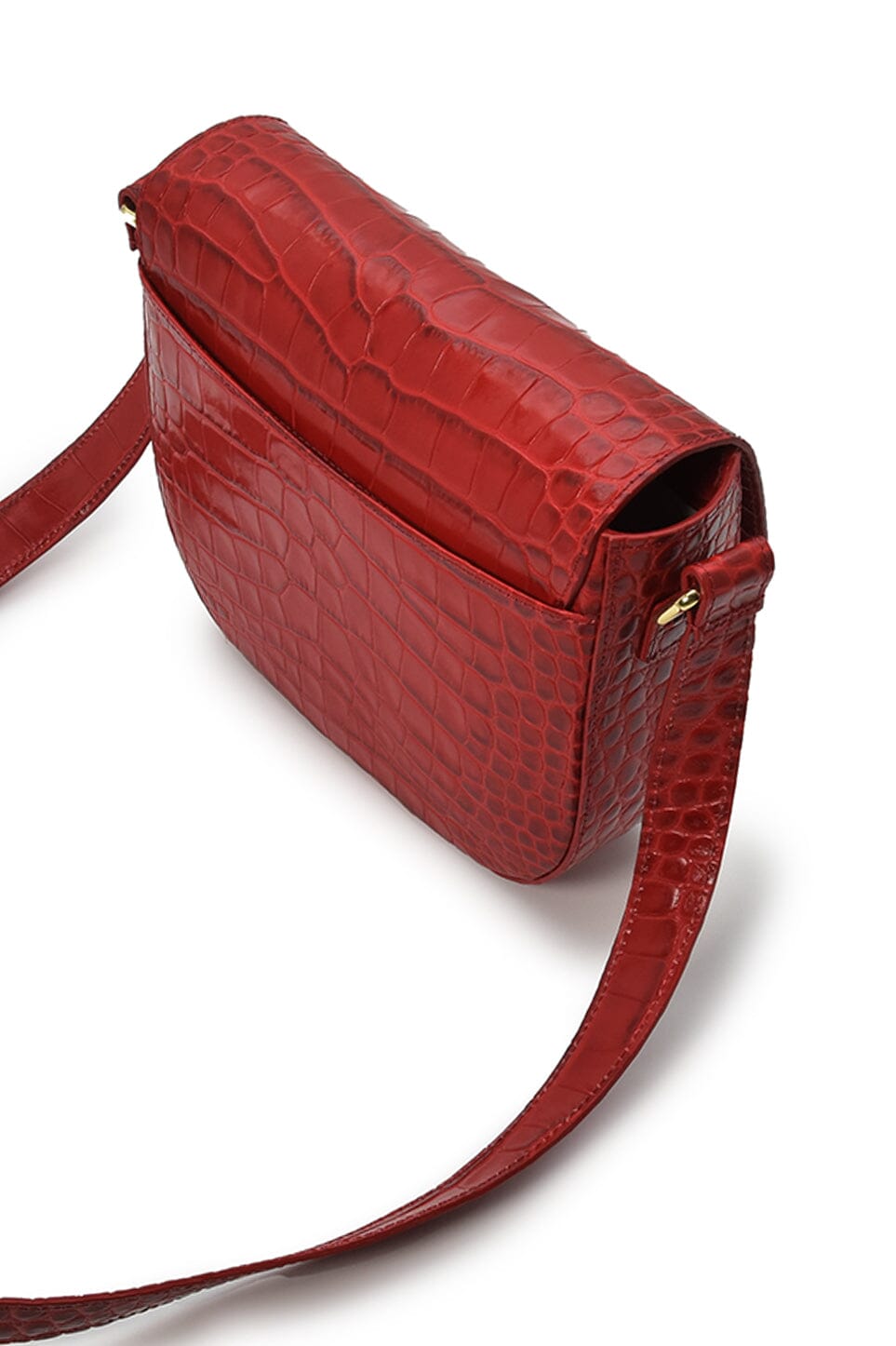 Leandra Red Coconut Embossed Leather Flap Crossbody Bag Handbags Leandra