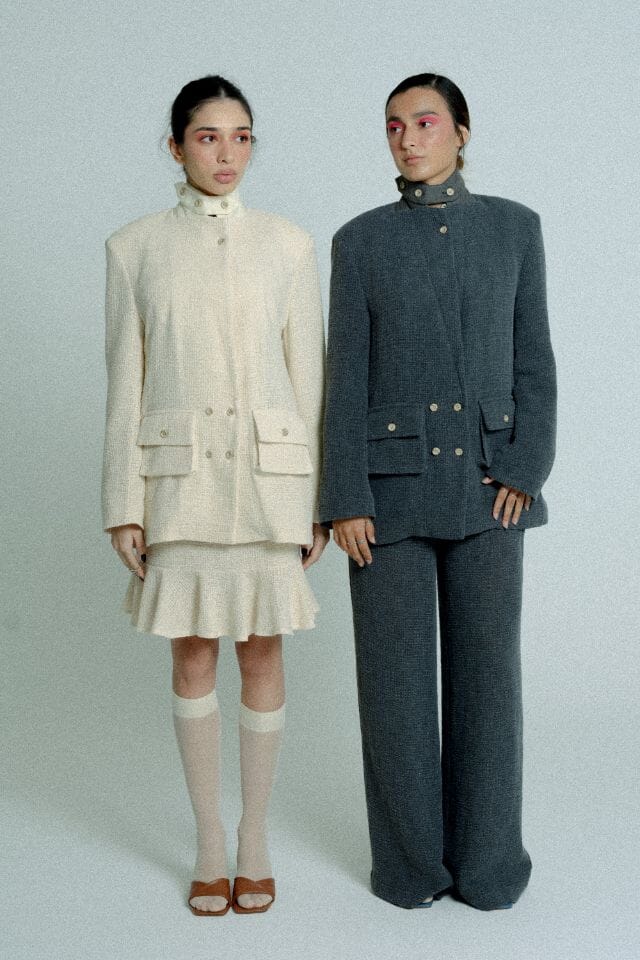 Light Weight Cotton Knit Long Wide Trousers Dark Grey Trousers Women Relax Baby Be Cool