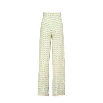 Light Weight Cotton Knit Long Wide Trousers Green Trousers Women Relax Baby Be Cool