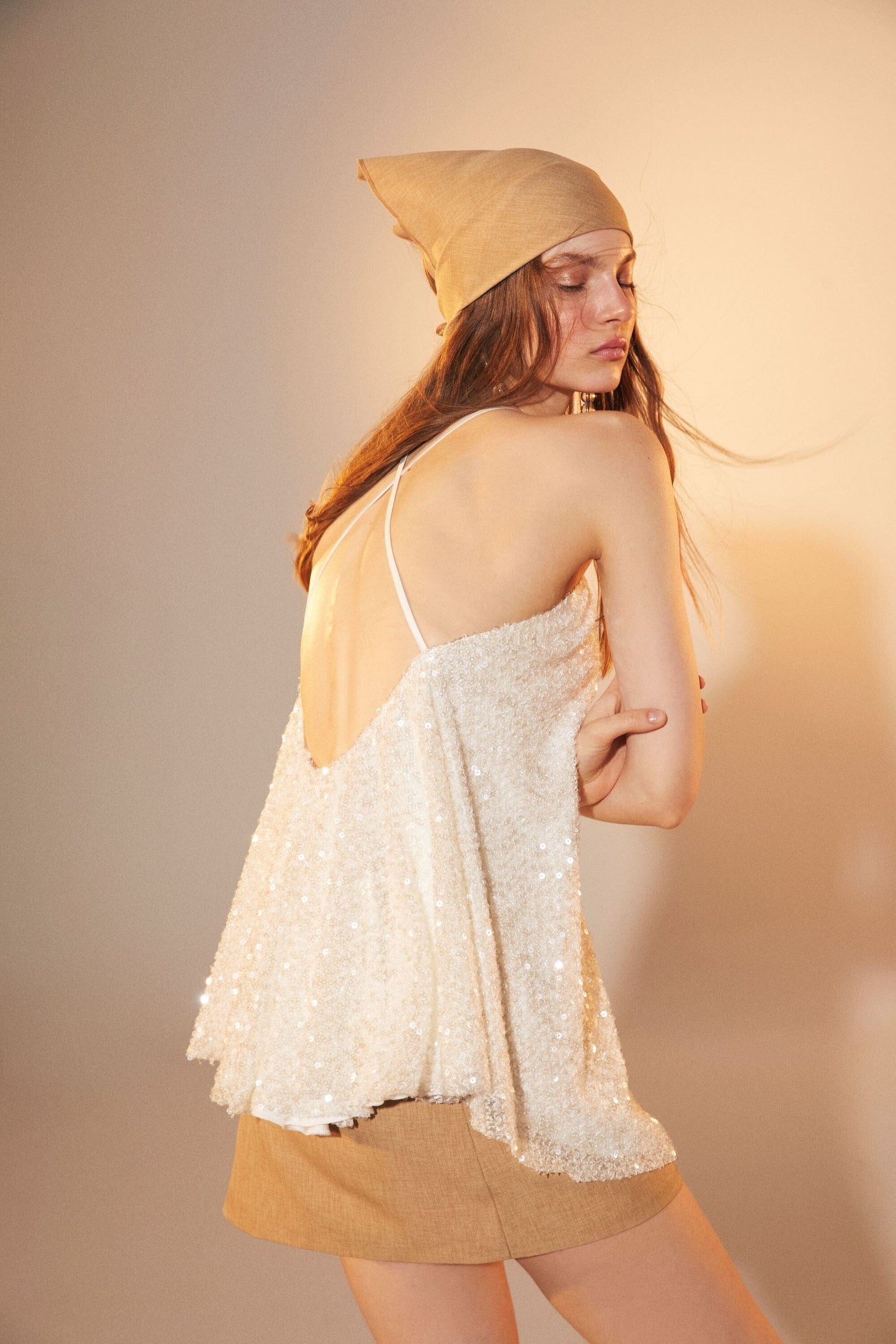 Lycee Sequin Top in Crysyal White Nazli Ceren