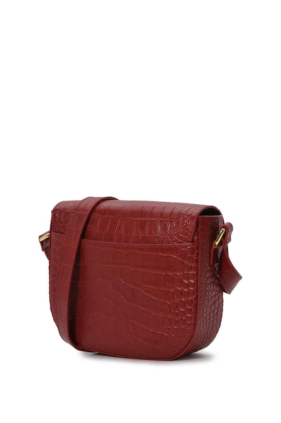 Soft red coconut engraved leather flap shoulder bag Bolsos Leandra