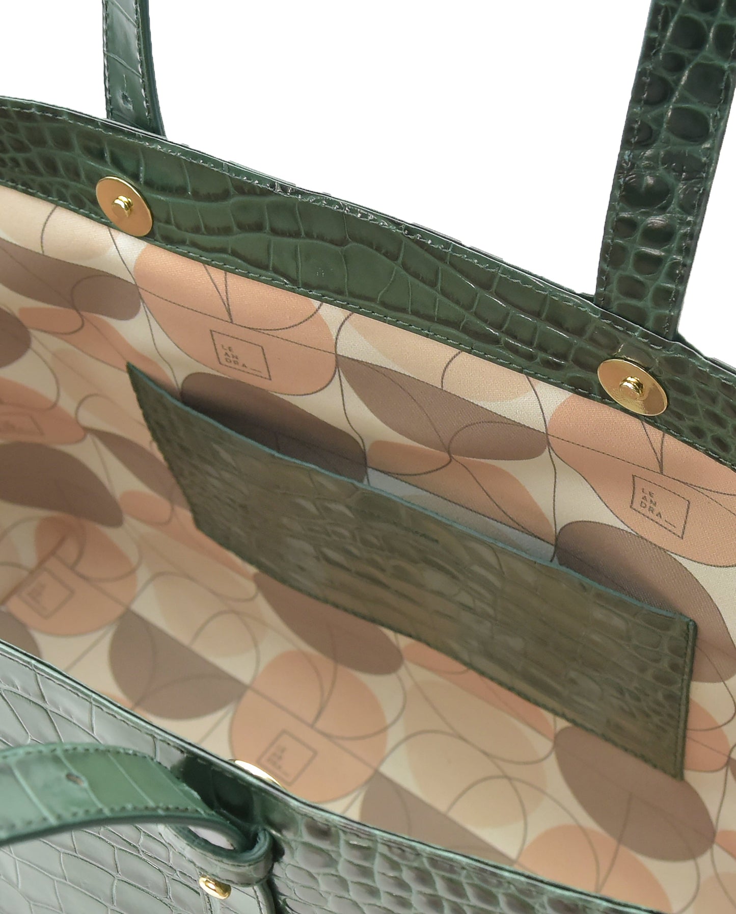 Tote Bag Green printed leather Tote Bag Leandra