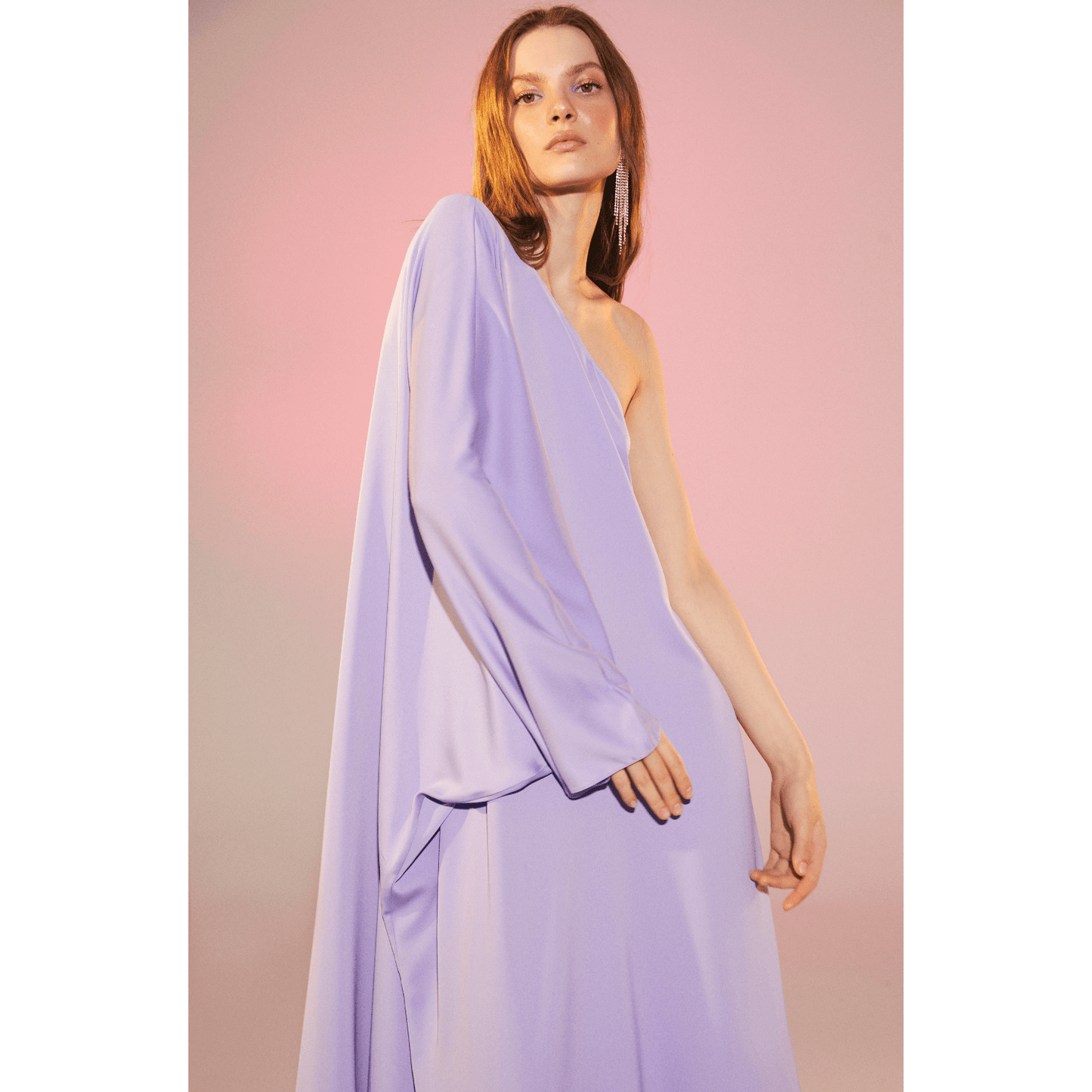 Venus One-Shoulder Maxi Dress in Lavender Dresses Nazli Ceren