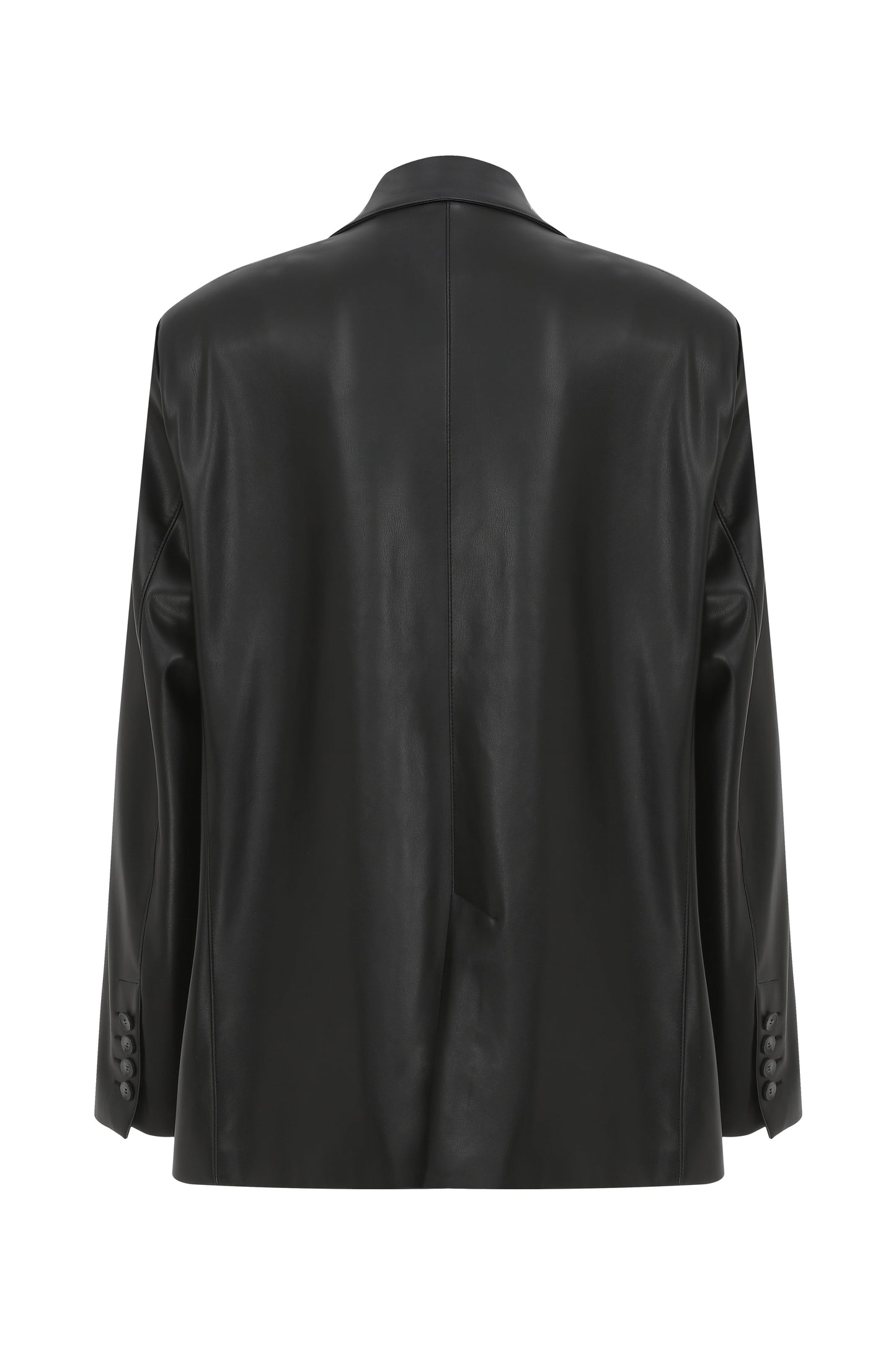 Boxy Vegan Leather Blazer in Noire