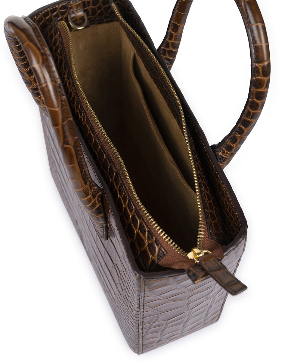 Leather bag in crocodile print - Brown Handbags Leandra