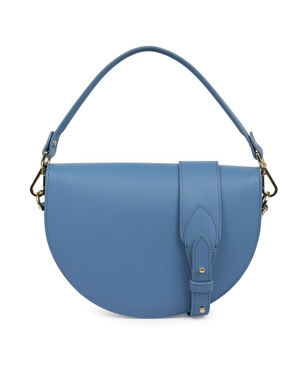 Leather Saddle bag - Baby blue Leather Leandra