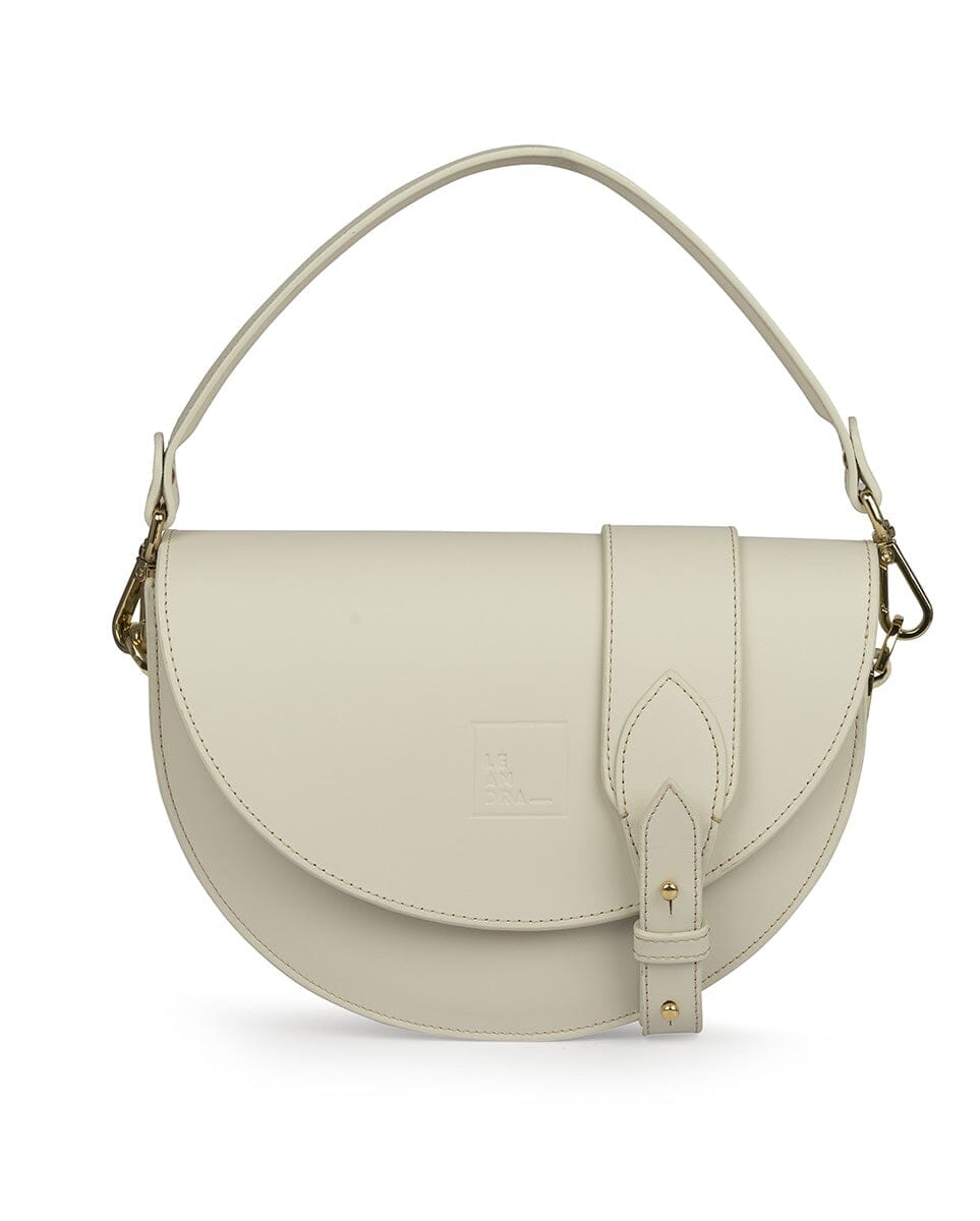 Leather Saddle bag - Cream Handbags Leandra