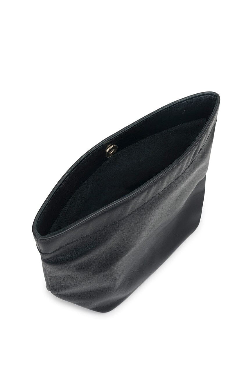 Mini leather Paper Bag Clutch - Black Clutch Leandra