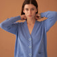 Blue Cotton Cashmere Blend Cardigan