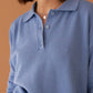 Blue Cotton Cashmere Blend Polo Sweater