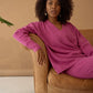 Pink V-neck Sweater Cashmere Wool