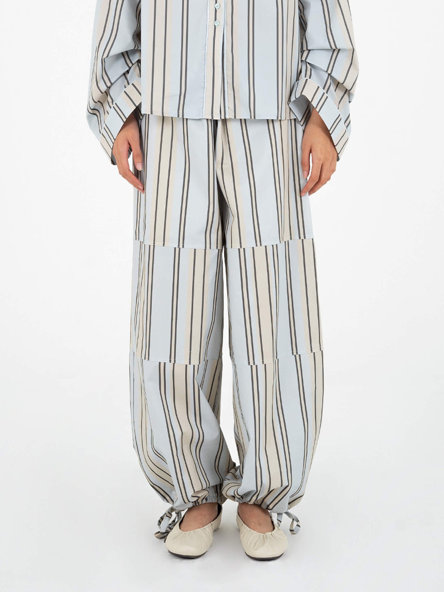 FOMO striped parachute pants