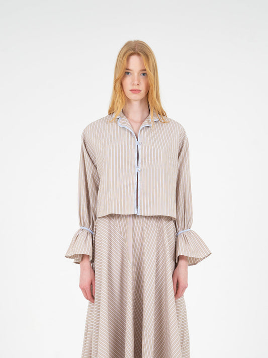 Overpass Beige Striped Blouse