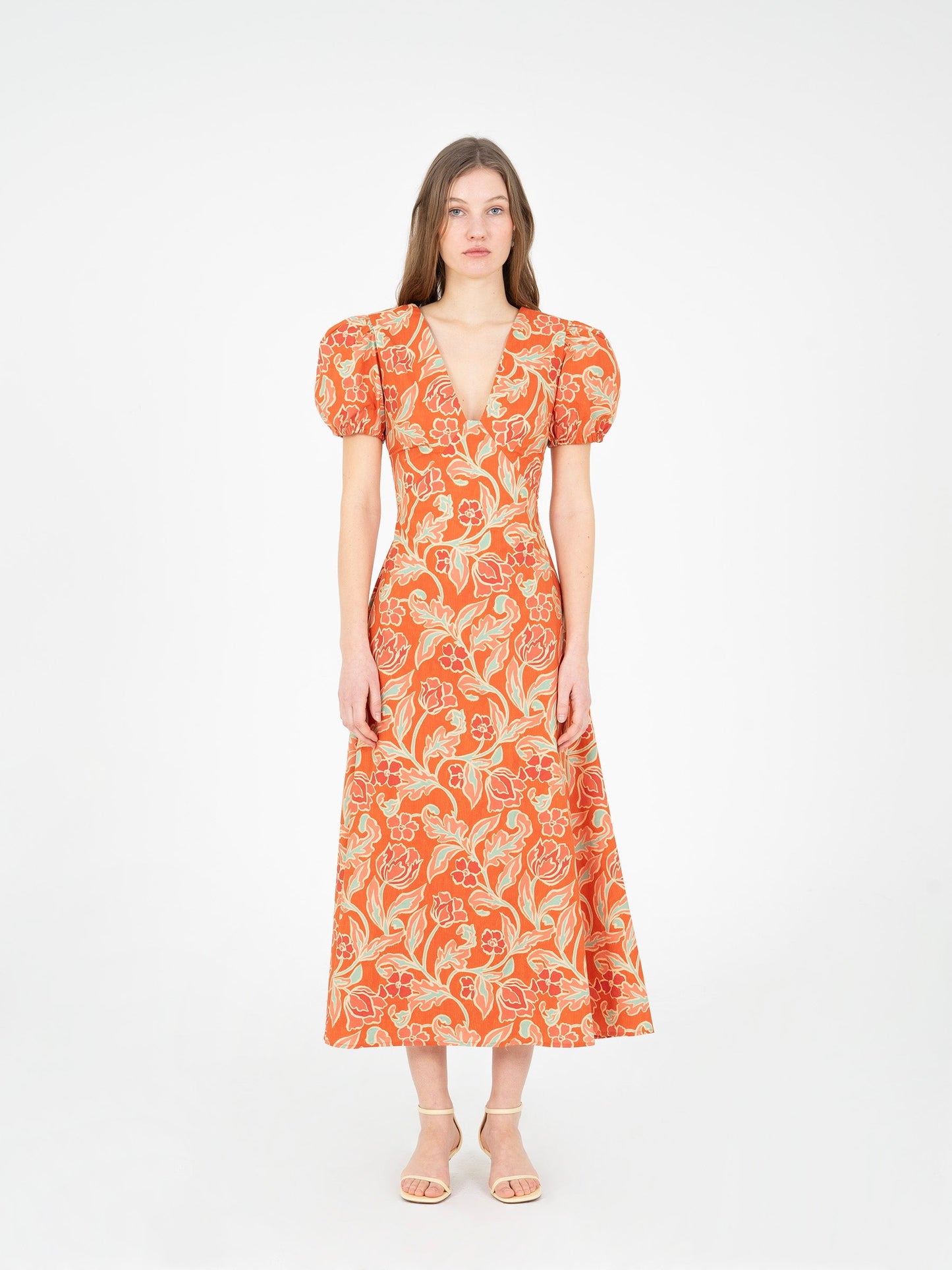 Eros Orange Floral Print Dress