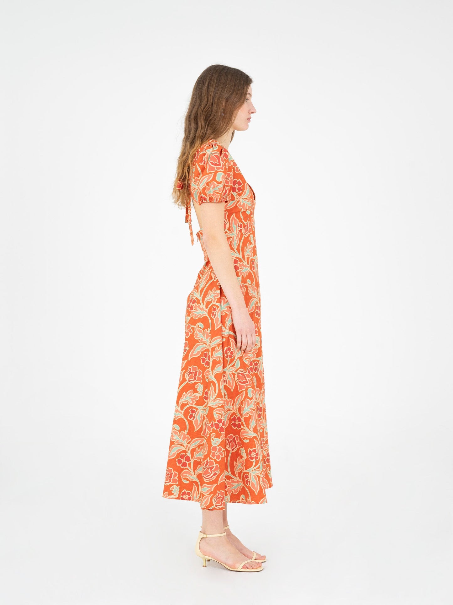 Eros Orange Floral Print Dress