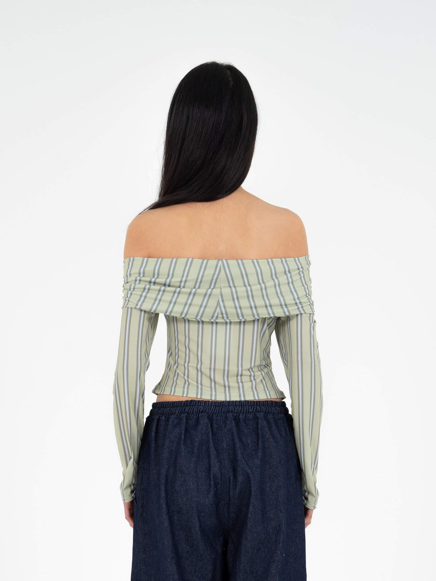 Euphoria striped off-shoulder top