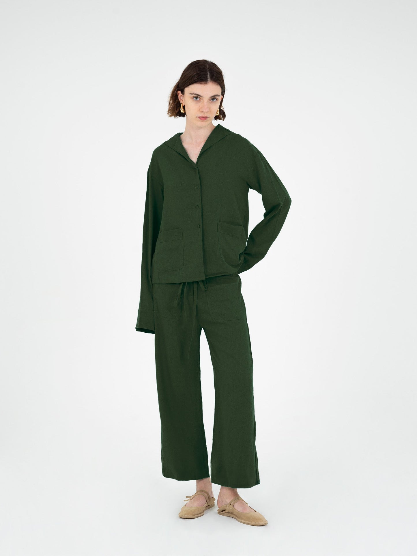 Grinch green linen shirt