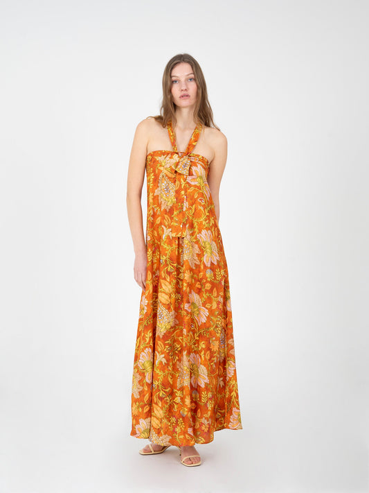 Oracle Orange Floral Print Dress