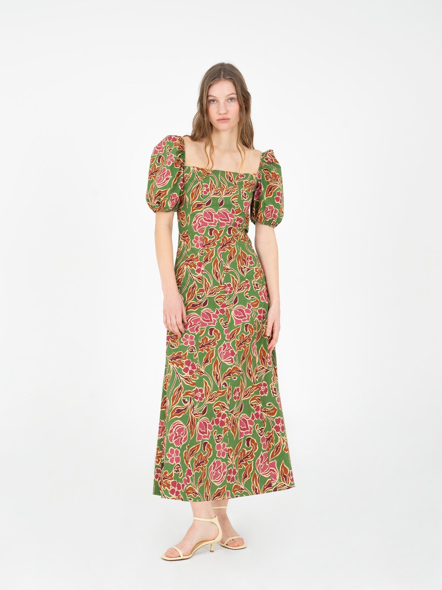 Orion Green Floral Print Dress