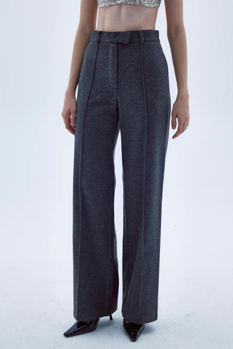 Millie Wool Trousers in Antracite