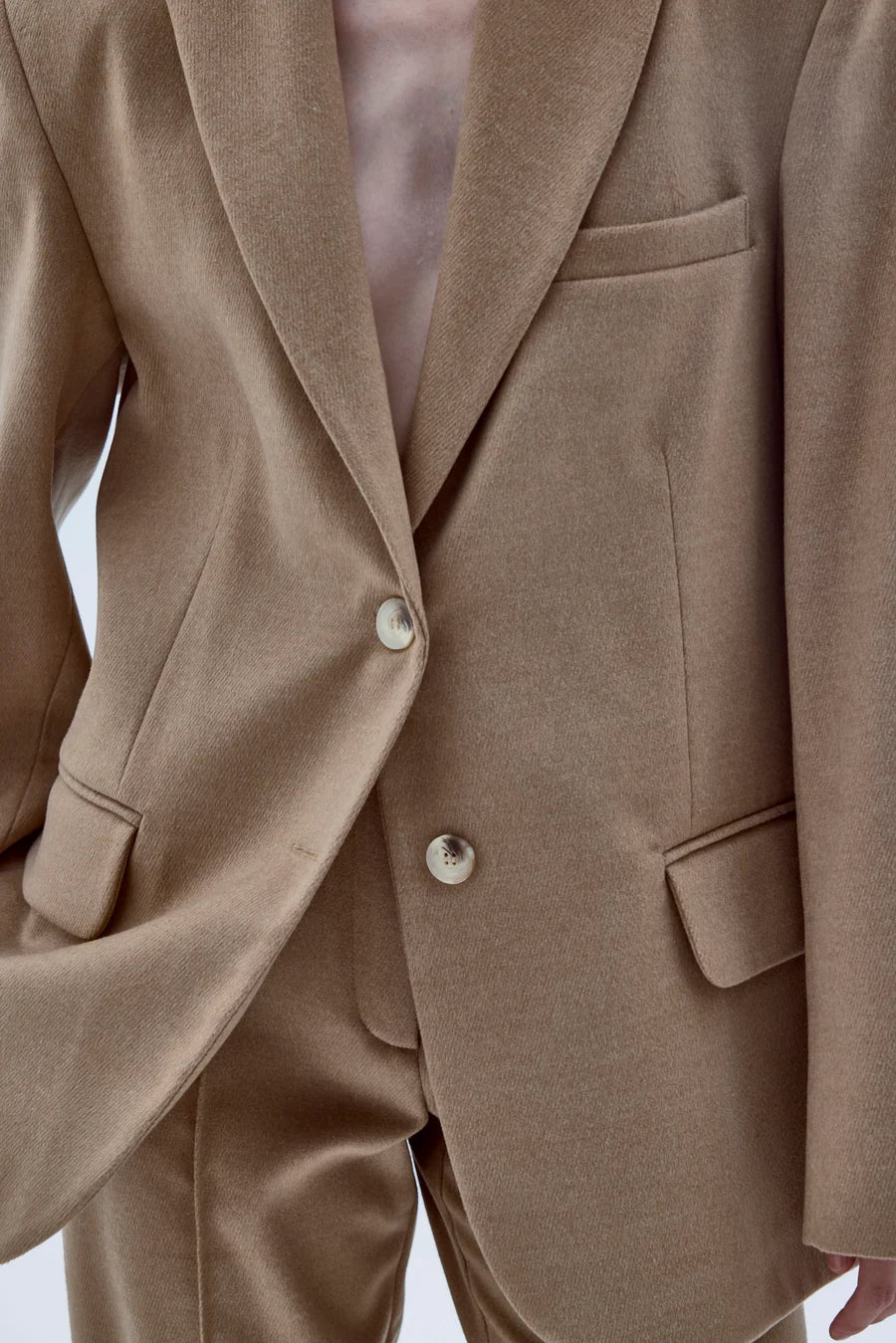 Boxy Wool Blazer in Camel