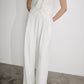 Tina Trousers in White with Satin Waistband