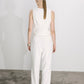 Tina Trousers in White with Satin Waistband