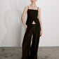 Mui Wide Leg Linen Trousers in Black