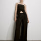 Mui Wide Leg Linen Trousers in Black