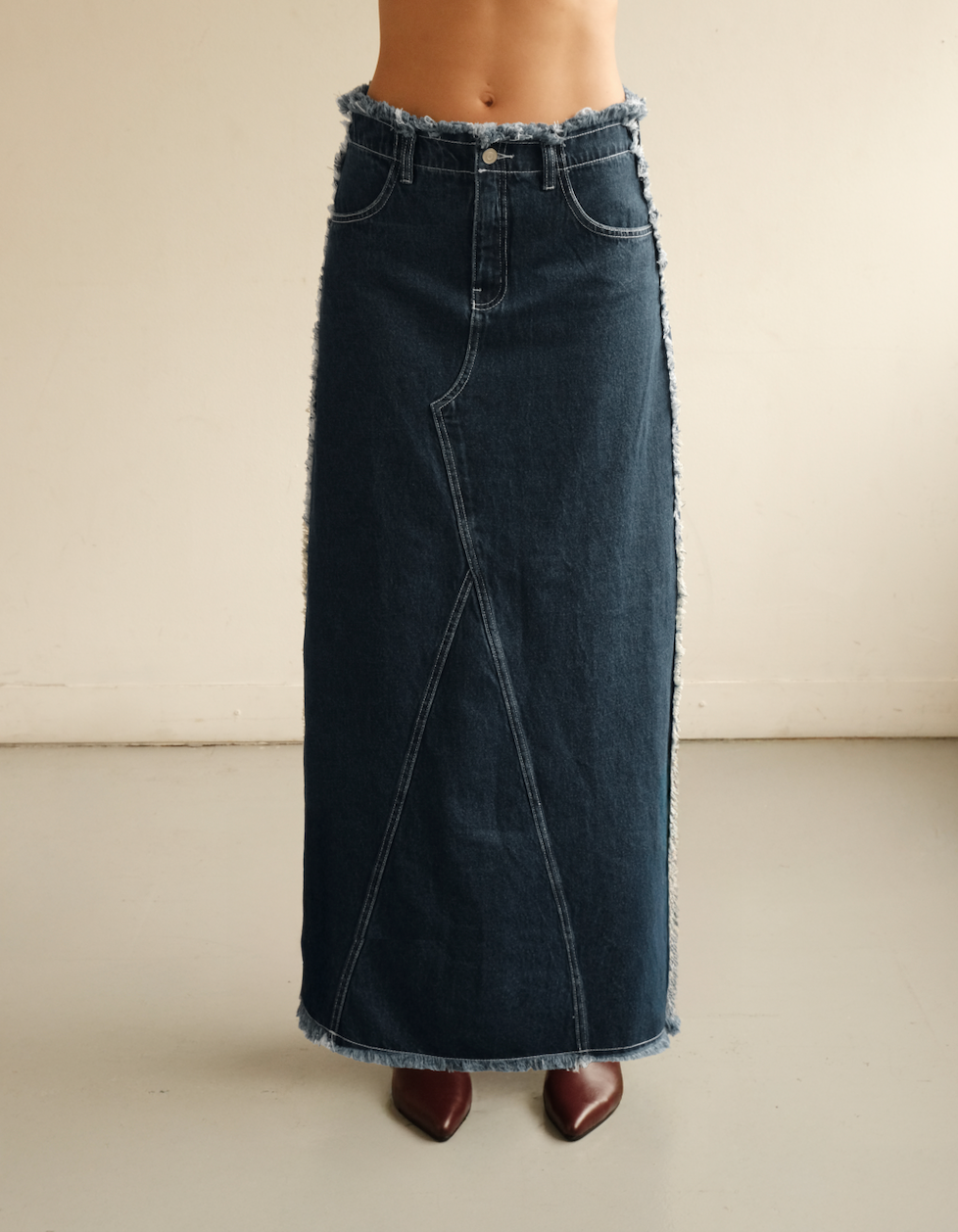 Maxi Denim Skirt | Dark Wash Blue