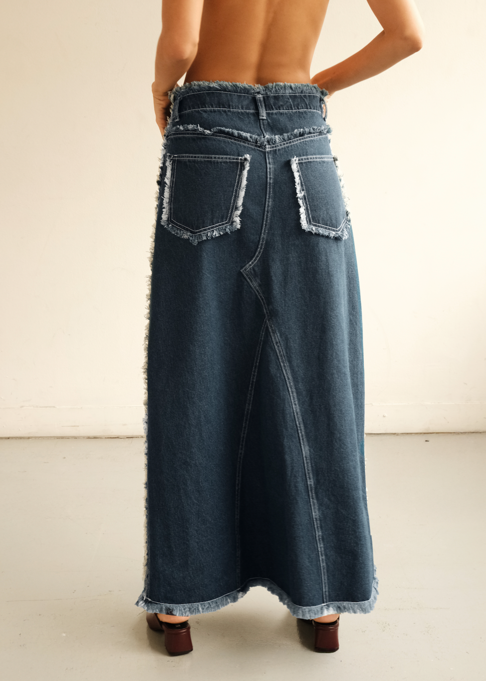 Maxi Denim Skirt | Dark Wash Blue