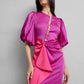 Junon Satin Dress in Fuchsia